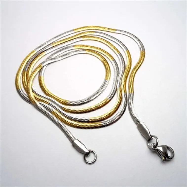 Sarı Beyaz Yassı Model Snake Yılan Erkek Kolye Zincir Sarı Beyaz Yassı Model Snake Yılan Erkek Kolye Zincir