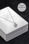 Kadın Gümüş Kolye - Swarovski Taşlı Zirconia Kilit ve Kalp Motifli Kadın Kolye