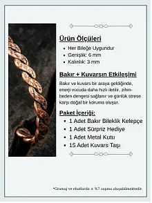 Saf Bakır Bileklik Otantik Model Örgü Metal Kutu Doğal Taşlar Kadın Erkek Kelepçe