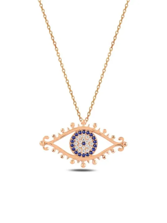 Zirkon Taşlı Rose Nazarlıklı Göz Model Gümüş Kadın Kolye GKLGOZMODL3-ROS Zirkon Taşlı Rose Nazarlıklı Göz Model Gümüş Kadın Kolye GKLGOZMODL3-ROS