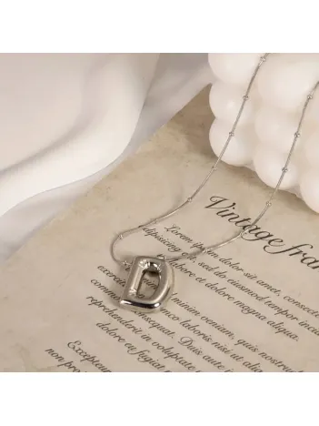 Kadın Çelik Kolye - D Harfi Balon Harf Kadın Kolye