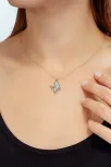Kadın Gümüş Kolye - Swarovski Taşlı Zirconia Çift Taşlı Büyük Kelebek Motifli Kadın Kolye Kadın Gümüş Kolye - Swarovski Taşlı Zirconia Çift Taşlı Büyük Kelebek Motifli Kadın Kolye