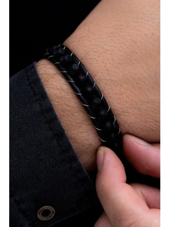 Kadın Erkek Doğal Taş Bileklik - Siyah Oniks Doğal Taşı Kadın Erkek Bileklik