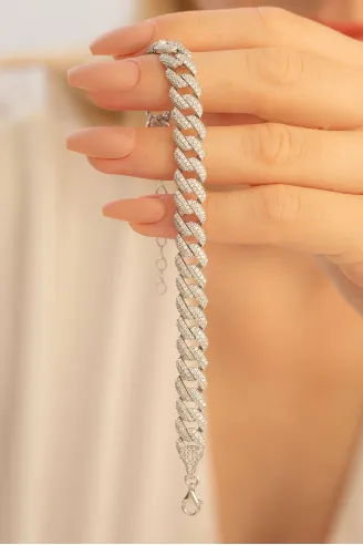 Zirkon Taşlı Gurmet Model Gümüş Bileklik