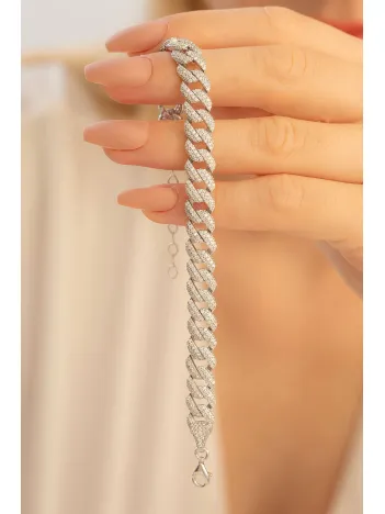 Zirkon Taşlı Gurmet Model Gümüş Bileklik