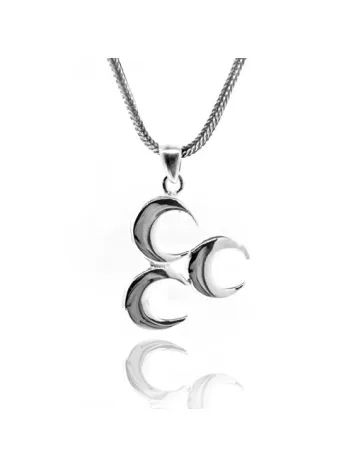 Üç Hilal Ülkücü Gümüş Erkek Kolye Zincir