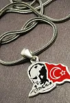Atatürk Ve Ay Yıldız’lı Gümüş Erkek Kolye Zincir