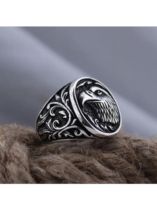 Kartal Figürlü Yanı Işlemeli Özel Seri Erkek Gümüş Yüzük