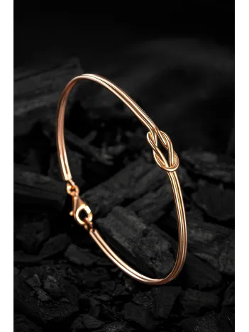 Erkek Gümüş Bileklik - El Yapımı Rose Kaplama Aşk Düğümü Erkek Bileklik Kelepçe