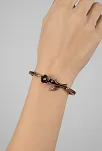 Kadın Bakır Bileklik - Çiçek Model İnce Metal Kutu Ve Doğal Taşlı Bilezik