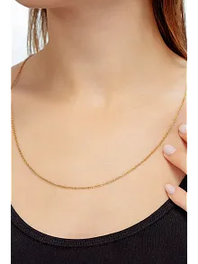 Kadın Çelik Kolye - Altın Kaplama İnce Forse Zincir Model Kadın Kolye