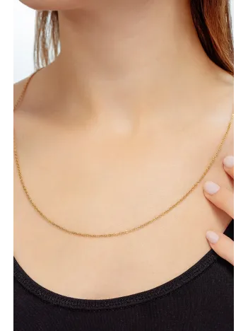 Kadın Çelik Kolye - Altın Kaplama İnce Forse Zincir Model Kadın Kolye Kadın Çelik Kolye - Altın Kaplama İnce Forse Zincir Model Kadın Kolye