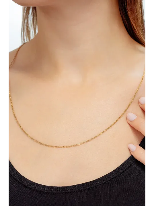 Kadın Çelik Kolye - Altın Kaplama İnce Forse Zincir Model Kadın Kolye