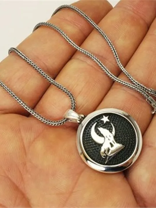 Ay Yıldız Bozkurt Ülkücü Erkek Gümüş Kolye Zincir Ay Yıldız Bozkurt Ülkücü Erkek Gümüş Kolye Zincir