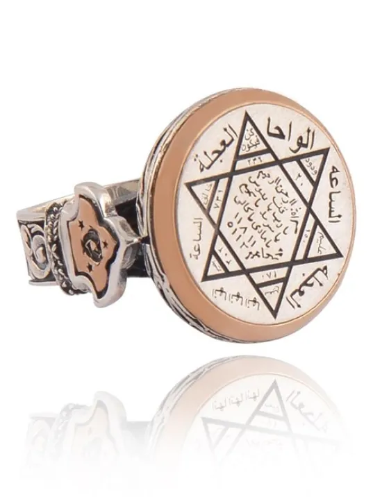 Mühr-ü Süleyman Model Yanı Teşkilat-ı Mahsusa Motif Yazılı Erkek Gümüş Yüzük