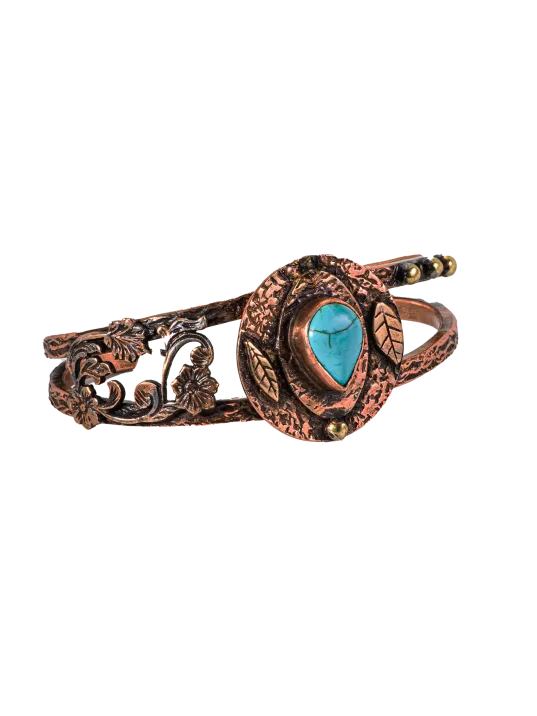 Kadın Bakır Bileklik - Turkuaz Firuze Taşlı Damla Model Kadın Bilezik Metal Kutu ve Doğal Taşlar Kadın Bakır Bileklik - Turkuaz Firuze Taşlı Damla Model Kadın Bilezik Metal Kutu ve Doğal Taşlar