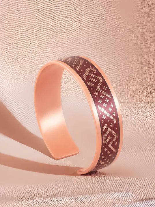 Kadın Bakır Bileklik - Eva Model Özel Baskı Metal Kutu Ve Kuvars Taşı