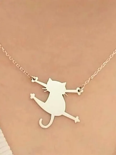 Kadın Kedi Model 925 Ayar Gümüş Kolye (14 Şubat Sevgililer Günü Hediyesi)