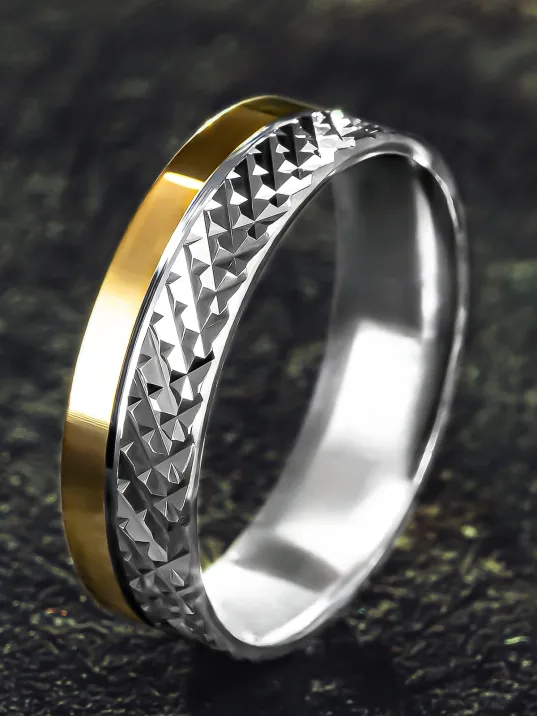 Erkek Gümüş Alyans - Prizmatik Model 925 Ayar Erkek Yüzük