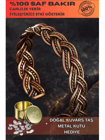 Erkek Bakır Bileklik - Örgü Model 2 Erkek Kelepçe Bileklik Bilezik