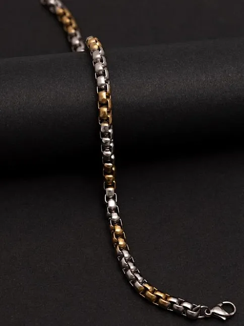 Ottoman 5.5mm Polo Gümüş-Altın  Renk  Erkek Bileklik Künye İnce Model