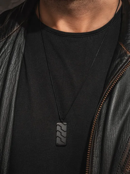 Blackstone Vortex Desenli Erkek Kolye 3.5 cm Parlak Çelik Kararmaz Polo Zincir