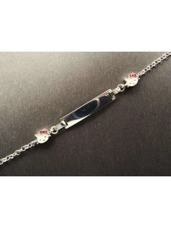 Hello Kitty Gümüş Kız Bebek Çocuk Künye Bileklik İsim Yazılır