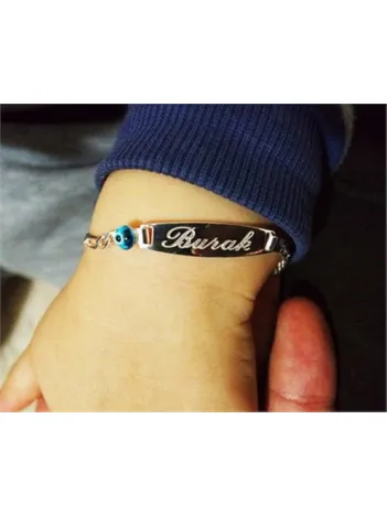 İsim Yazılı Gümüş Çocuk Bebek Künyesi Bebek Bilekliği