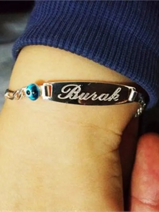 İsim Yazılı Gümüş Çocuk Bebek Künyesi Bebek Bilekliği