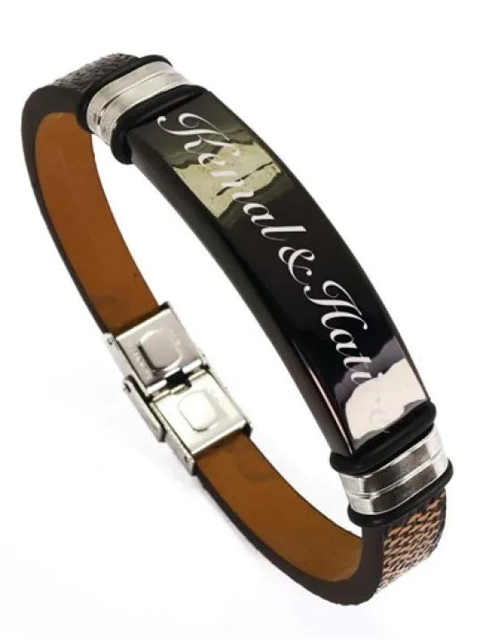 OttoMan İsim Yazılan Erkek Bileklik Suni Deri