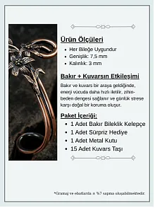 Nergiz Çiçeği Bakır Bileklik Bilezik Erkek Kadın Doğal Taşlar Ve Metal Kutulu