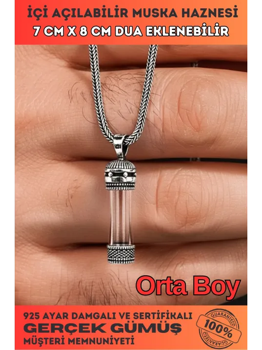Erkek Gümüş Kolye - Dua Eklenebilir Tılsım Tüp Cevşen Haznesi Erkek Gümüş Kolye - Dua Eklenebilir Tılsım Tüp Cevşen Haznesi