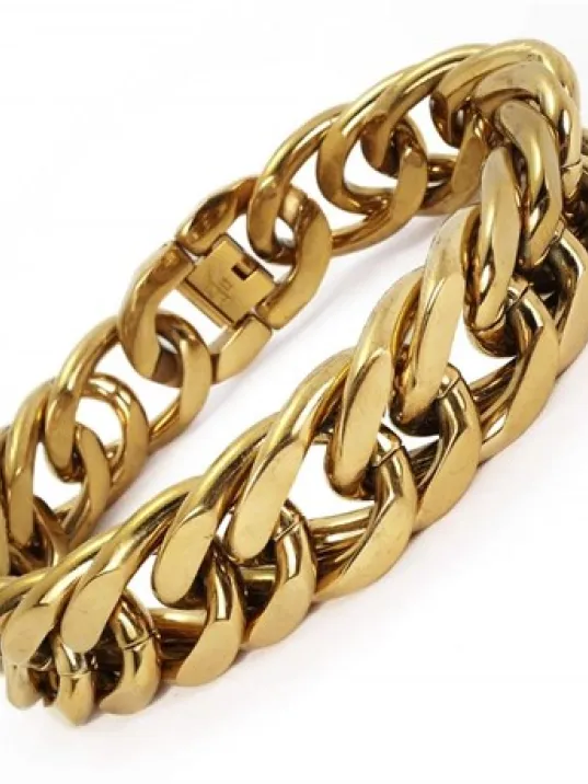 19mm Altın Rengi Gurmet Erkek Çelik Bileklik Künye Devasa Kalınlıkta 19mm Altın Rengi Gurmet Erkek Çelik Bileklik Künye Devasa Kalınlıkta