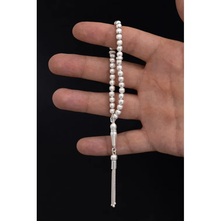 Gümüş Tespih - Çizgili Küre Kesim Minik Maskot Boy 12,5 gr Gümüş Tespih - Çizgili Küre Kesim Minik Maskot Boy 12,5 gr