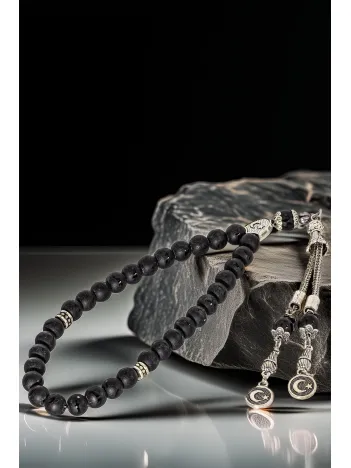 Erkek Doğal Taş Tespih - Doğal Zülfikar Kılıcı İşlemeli Siyah Oniks Taşlı Ortaboy Tesbih Erkek Doğal Taş Tespih - Doğal Zülfikar Kılıcı İşlemeli Siyah Oniks Taşlı Ortaboy Tesbih