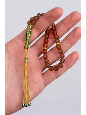 Doğal Taşlı Tespih - Gümüş Püskül Zultanit Taşlı Altın Kaplama Orta Boy Tesbih 7.2mm