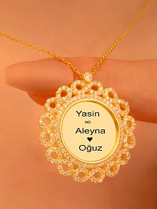 Kişiye Özel İsimli Altın Kaplama Sonsuzluklu Bayan Gümüş Kolye