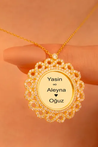 Kişiye Özel İsimli Altın Kaplama Sonsuzluklu Bayan Gümüş Kolye