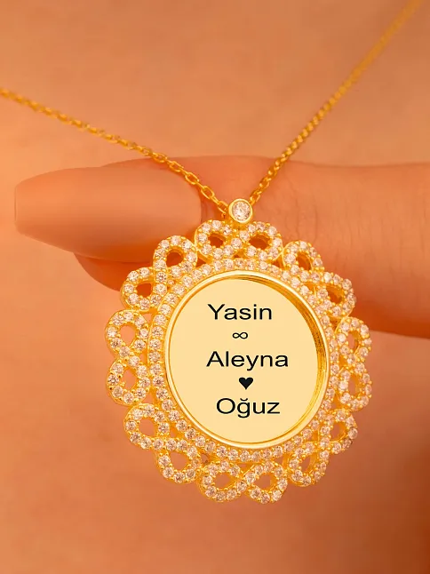 Kişiye Özel İsimli Altın Kaplama Sonsuzluklu Bayan Gümüş Kolye