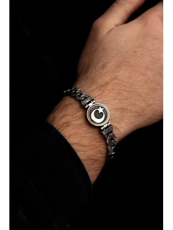 Erkek Gümüş Bileklik - Ayyıldız Model Gurmet Zincir Gümüş Bileklik Künye