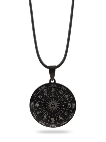 Başak Burcu Kolyesi Kadın Erkek Çelik Deri Kolye CKLBASAKBUR-SYH