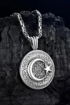 Erkek Gümüş Kolye - Hilal Ay Yıldız Kabartmalı Kral Zincirli Erkek Kolye Erkek Gümüş Kolye - Hilal Ay Yıldız Kabartmalı Kral Zincirli Erkek Kolye