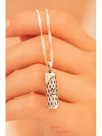 Gümüş Allah Yazılı Bayan Muska Cevşen Kolye