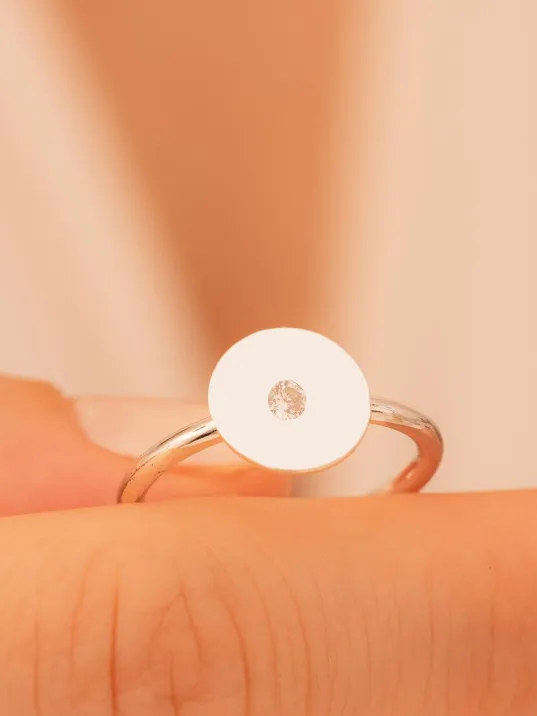 Kadın Gümüş Yüzük - El İşçiliği Yuvarlak Motifli Zirkon Taşlı Kadın Yüzük