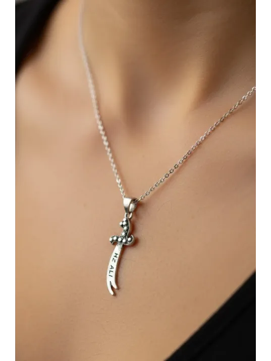 Hz.ali Yazılı Gümüş Zülfikar Kılıcı Kadın Kolye
