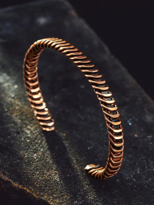 Saf Bakır Bileklik Burgu Örgü Sarım Model Metal Kutu Doğal Taşlar Kadın Erkek Bilezik