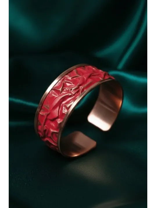 Kadın Bakır Set - Kırmızı Tutkunun Rengi Kalın Model Bakır Kadın Kolye Bileklik Yüzük Küpe Set