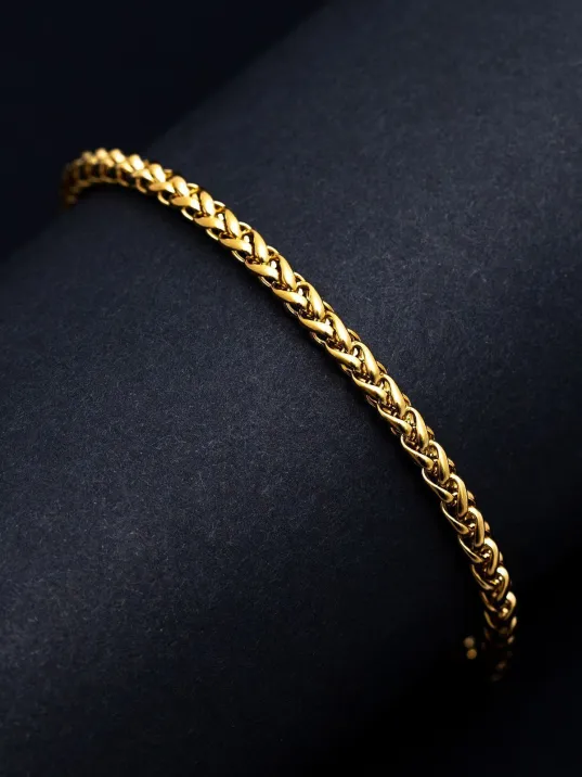 18 Ayar Gerçek Altın Kaplama Spiga Model Çelik Bileklik - Erkek Bileklik - Kadın Bileklik 18 Ayar Gerçek Altın Kaplama Spiga Model Çelik Bileklik - Erkek Bileklik - Kadın Bileklik