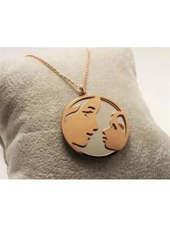 Anneler Günü Özel Anne Çocuk Kolyesi Büyük Boy 925 Ayar Gümüş