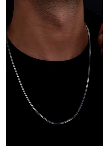 Erkek Gümüş Kolye - 2 mm Kare Singapur Zincir Gümüş Kolye